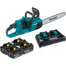 Makita XCU04PT1-R 36V 18V X2 LXT Brushless 16 in. Chain Saw Kit with 4 Batteries 5.0Ah, Reconditioned