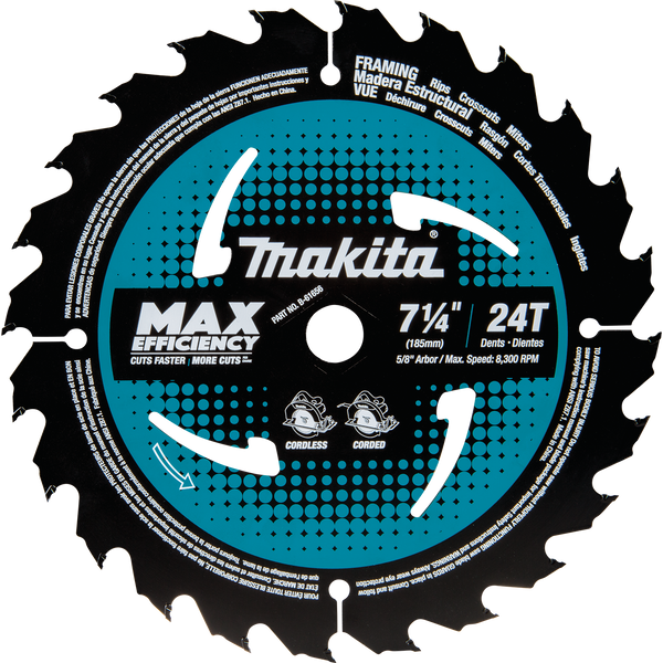 Makita B-61656-10 7‑1/4" 24T Carbide‑Tipped Max Efficiency Circular Saw Blade, Framing, 10/pk (New) - ToolSteal.com