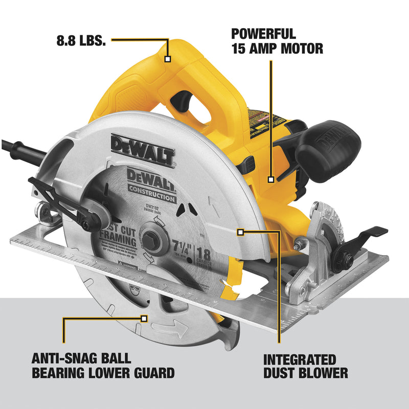 DeWalt DWE575SB 7-1/4 in. Circular Saw Kit with Electric Brake, New