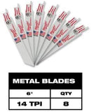 Milwaukee 49-22-1110 Sawzall General Purpose 10pc Blade Set, New
