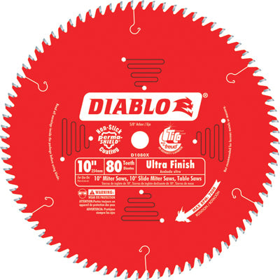 Diablo D1080X 10 in. x 80 Tooth Ultra Finish Saw Blade, New