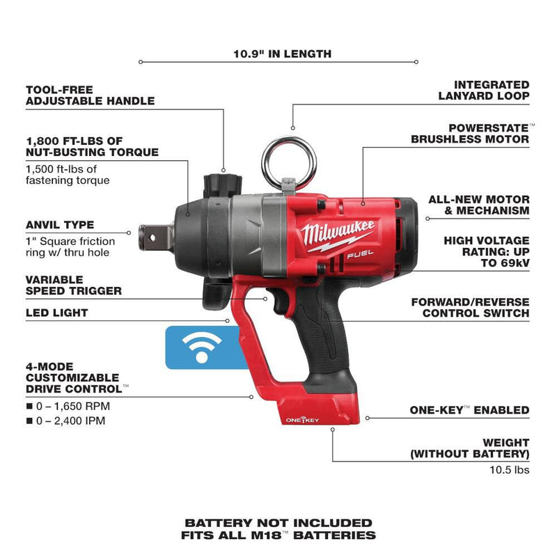 Milwaukee 2867-80 M18 FUEL 1 in. HTIW with ONE-KEY Tool Only, Reconditioned