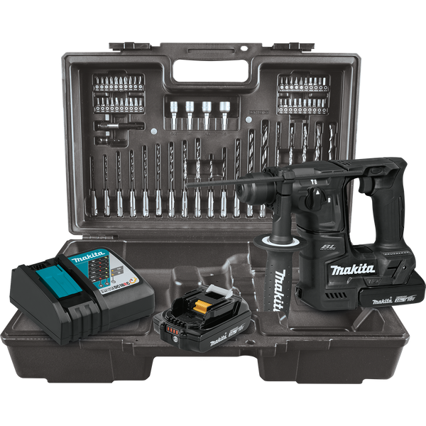 Makita XRH06RBX-R 18V LXT® Li‑Ion Sub‑Compact Brushless Cordless 11/16" SDS+ Rotary Hammer Ki with, 65 Pc. Accessory Set (2.0 Ah) (Reconditioned) - ToolSteal.com