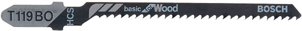 Bosch T119BO 5 Piece 3-1/4 In. 12 TPI Basic for Wood T-Shank Jig Saw Blades, New