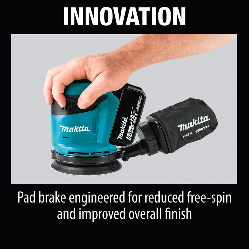 Makita XOB01T-R 18V LXT Lithium‑Ion Cordless 5 in. Random Orbit Sander Kit 5.0Ah, Reconditioned