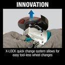 Makita XAG25Z 18V LXT Lithium‑Ion Brushless Cordless 4‑1/2 in. / 5 in. X‑LOCK Angle Grinder, with AFT, Tool Only, New