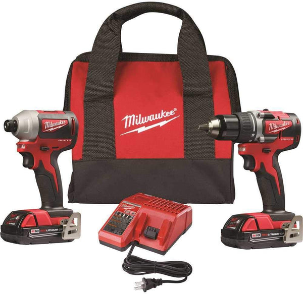 Milwaukee 2892-22CT M18 Compact Brushless 2-Tool Combo Kit, Drill Driver/Impact Driver, New