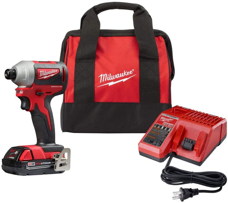 Milwaukee 2850-21P M18 Lithium-Ion Compact Brushless 1/4 in. Cordless Hex Impact Driver Kit (2 Ah), (New) - ToolSteal.com