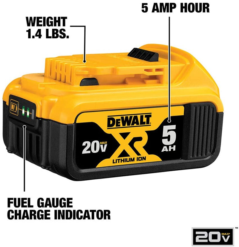 DeWalt DCB205CK 20V Max 5.0AH Battery Charger Kit With Bag, New