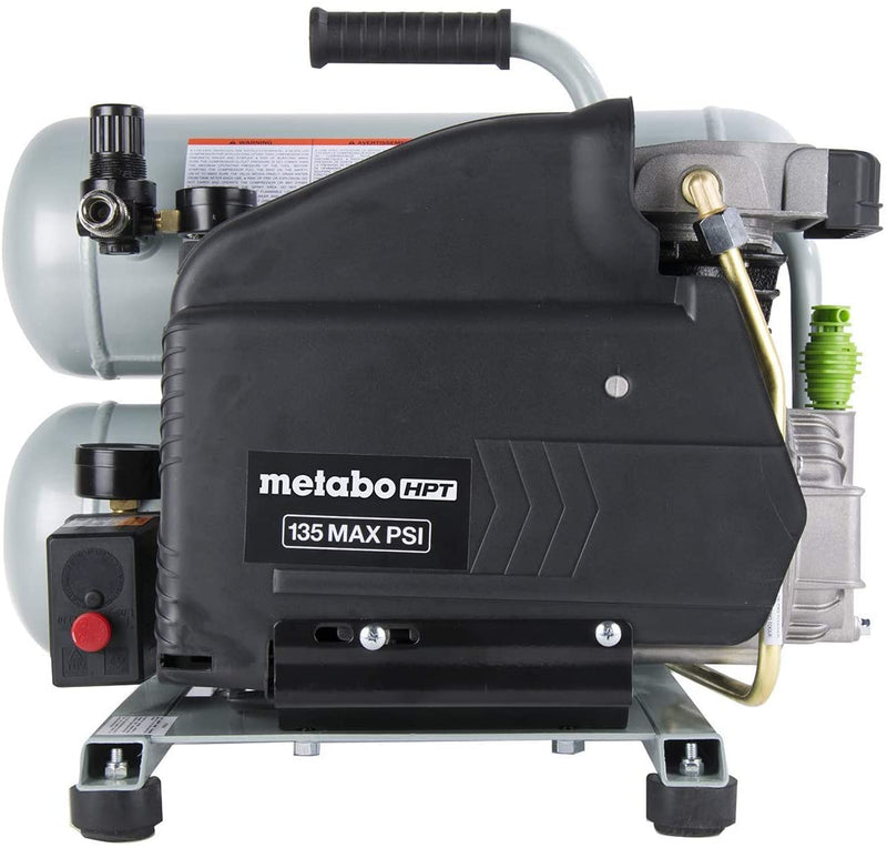 Metabo HPT EC99SM 4 Gallon Portable Electric Twin Stack Air Compressor, A-Grade Reconditioned