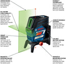 Bosch GCL100-80CG 12V Max Connected Green-Beam Cross-Line Laser with Plumb Points, New