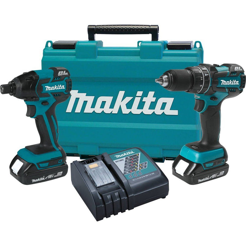 Makita XT248 18V Brushless 1/2" Hammer Drill Impact Driver Kit (2.0Ah), (Reconditioned) - ToolSteal.com
