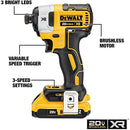 DeWALT DCF887D2R 20V MAX XR 1/4 in. 3-Speed Impact Driver Kit 2.0Ah, Reconditioned