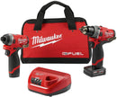 Milwaukee 2598-22 M12 Fuel 2-Tool Combo Kit 1/2 in. Hammer Drill and 1/4 in. Hex Impact Driver, New