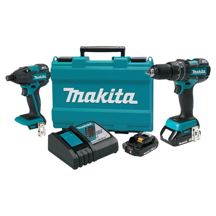 Makita XT248R-R 18V 2.0 Ah Cordless Lithium-Ion Brushless Hammer Driver Drill and Impact Driver Combo Kit, Reconditioned