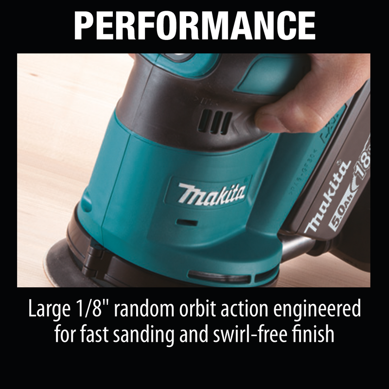 Makita XOB01T-R 18V LXT Lithium‑Ion Cordless 5 in. Random Orbit Sander Kit 5.0Ah, Reconditioned