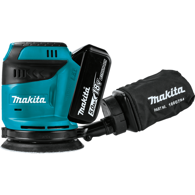 Makita XOB01T-R 18V LXT Lithium‑Ion Cordless 5 in. Random Orbit Sander Kit 5.0Ah, Reconditioned