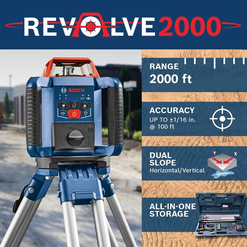 Bosch GRL2000-40HK-RT REVOLVE2000 Self-Leveling Horizontal Rotary Laser Kit, Reconditioned