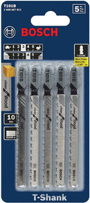 Bosch T101B 4 Inch 10 TPI Reverse Pitch Clean for Wood T-Shank Jig Saw Blades, 5 pack New