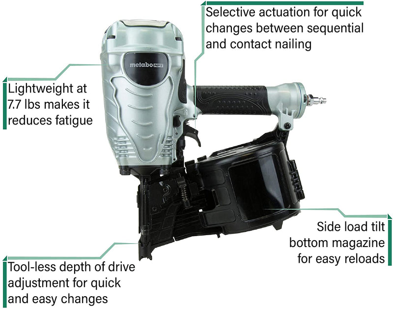 Metabo HPT A-NV90AGSM-R 16-Degree Wire Collated 3-1/2 in. Coil Framing Nailer, A-Grade, Reconditioned