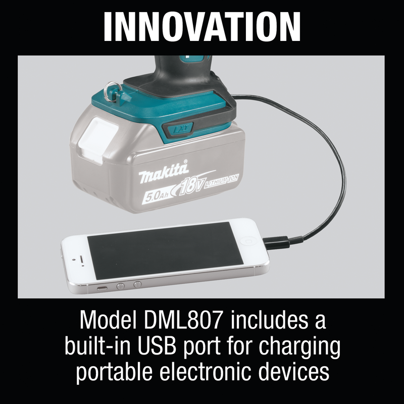 Makita DML807 18V LXT Lithium‑Ion Cordless L.E.D. Lantern/Flashlight, Flashlight Only, New