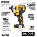 DeWalt DCF887B 20V Max XR 1/4 in. 3-Speed Impact Driver, Tool Only, New