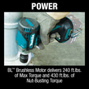 Makita XWT15Z 18V LXT Lithium‑Ion Brushless Cordless 4‑Speed 1/2 in. Sq. Drive Impact Wrench w/ Detent Anvil, Tool Only, New