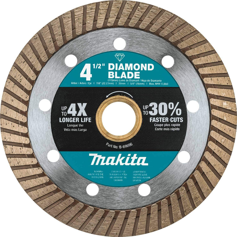 Makita B-69696 4‑1/2 Inch Diamond Blade, Turbo, General Purpose, New
