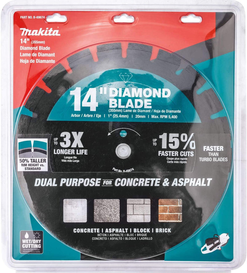 Makita B-69674 14 Inch Diamond Blade, Segmented, Dual Purpose, New