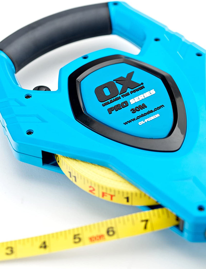 Ox Tools P028230 30m/100ft Pro Fiberglass Open Reel Tape Measure, New