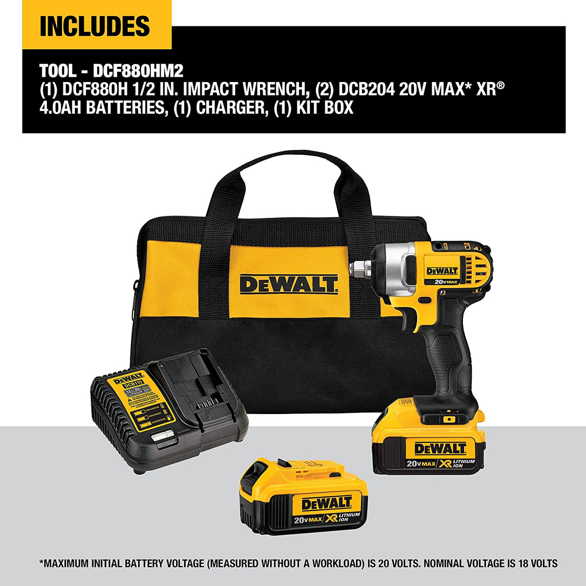 DeWALT DCF880HM2 20V MAX 1/2 Impact Wrench Kit, New