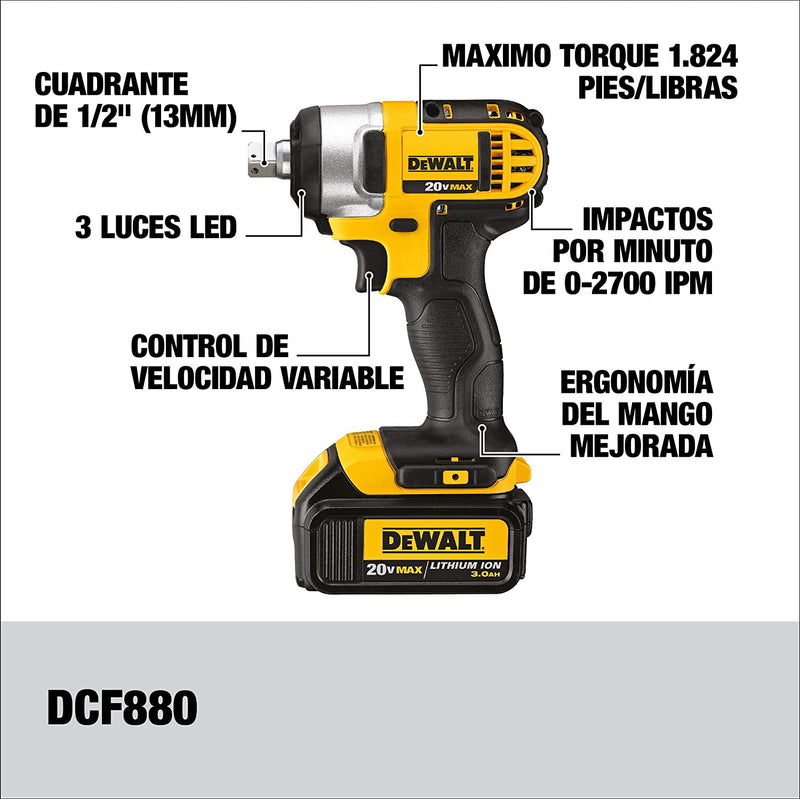 Dewalt DCF880BR 20V Max 1/2 in. Impact Wrench with Detent Pin, Tool Only Reconditioned