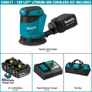 Makita XOB01T-R 18V LXT Lithium‑Ion Cordless 5 in. Random Orbit Sander Kit 5.0Ah, Reconditioned