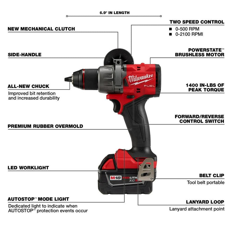 Milwaukee 2903-22 M18 FUEL 1/2 in. Drill/Driver Kit, New