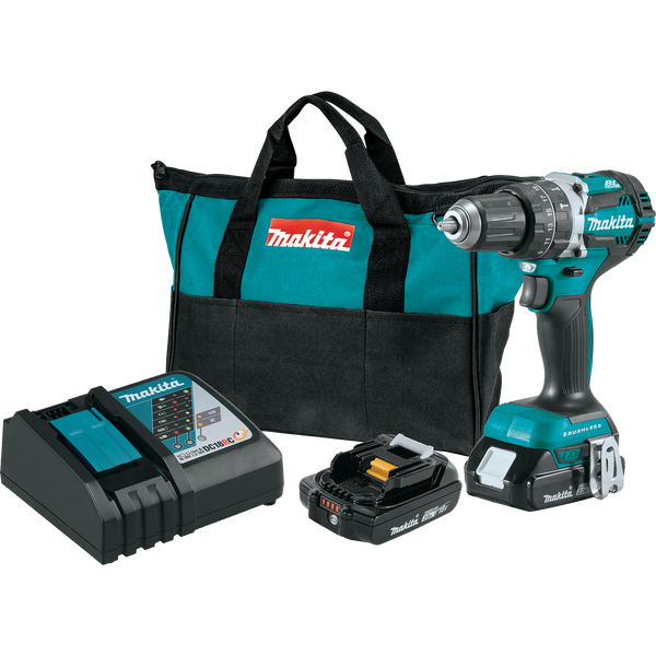 Makita XPH12R-R 18V LXT Li‑Ion Compact Brushless Cordless 1/2 in. Hammer Driver‑Drill Kit 2.0Ah, Reconditioned