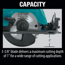 Makita SH02Z-R 12V Max CXT Lithium‑Ion Cordless 3‑3/8 in. Circular Saw, Tool Only, Reconditioned