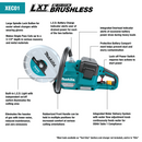 Makita XEC01PT1 36V 18V X2 LXT Brushless 9 in. Power Cutter Kit, with AFT, Electric Brake, 4 Batteries 5.0 Ah, New