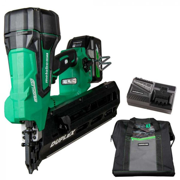 Metabo HPT NR3675DDM-R 36V MultiVolt Cordless Duplex Nailer 2.5 AH Kit, Reconditioned