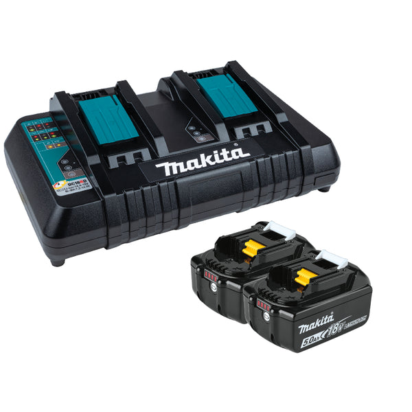 Makita DC18RD-R 18V LXT Rapid Charger and BL1850B-2, 5.0Ah PLUS Contractor Bag Reconditioned