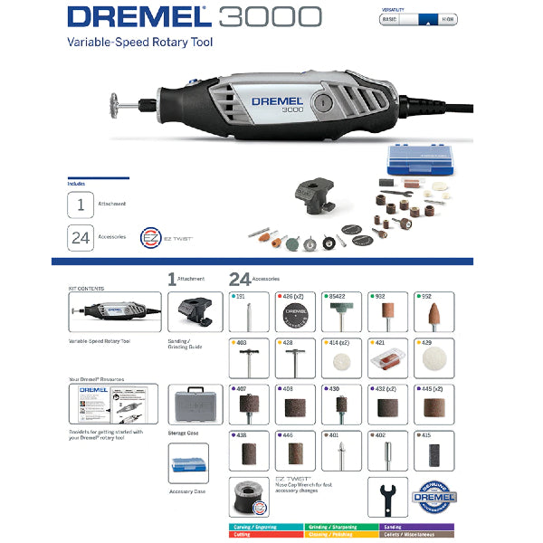 Dremel 3000-DR-RT 1/24 Variable Speed Rotary Tool, Reconditioned