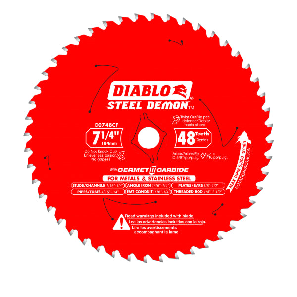 Diablo D0748F  7- 1/4"  48 Tooth Steel Demon Ferrous Metal Cutting Saw Blade New