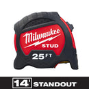 Milwaukee 48-22-9725 25 Foot STUD Tape Measure, New