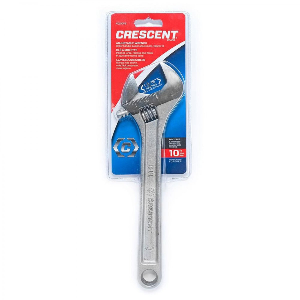 Chiave Regolabile Crescent AC24CVS 10,2 Cm, Finitura Cromata Con Impugnatura Imbottita E Scala Laser