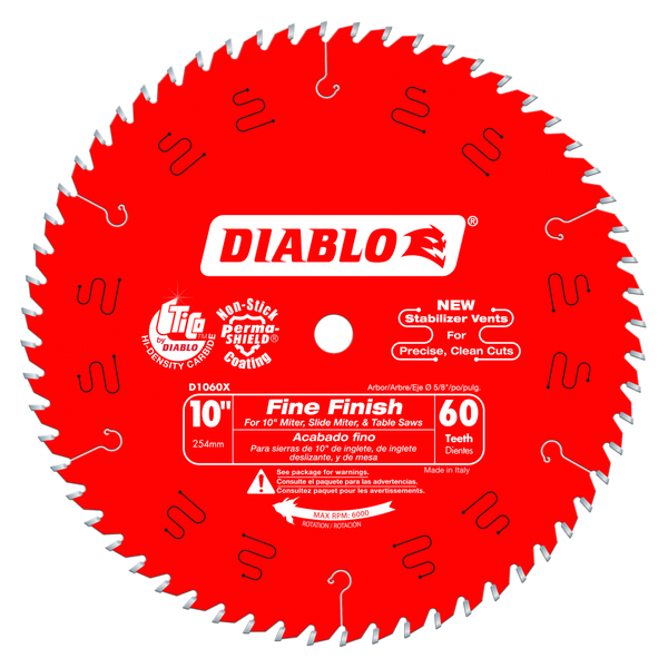 Diablo D1060X 10 in. x 60 Tooth Fine Finish Saw Blade, New