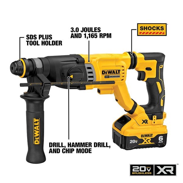 DeWalt DCH263B 20V Max 1-1/8 In. Brushless Cordless SDS Plus D-handle Rotary Hammer, Tool Only, New