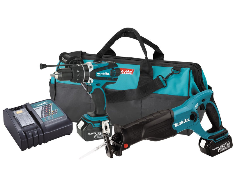 Makita LXT224-R 18V LXT Li-Ion Cordless 2-Pc. Combo Kit BJR182Z and BHP452Z, Reconditioned