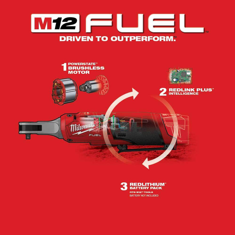 Milwaukee 2566-20 M12 Fuel 1/4 In. High Speed Ratchet, New