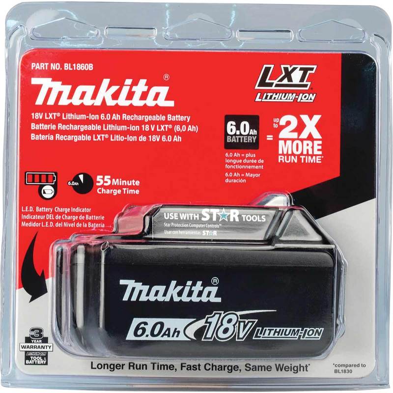 Makita BL1860B 18V LXT Lithium‑Ion 6.0Ah Battery, New