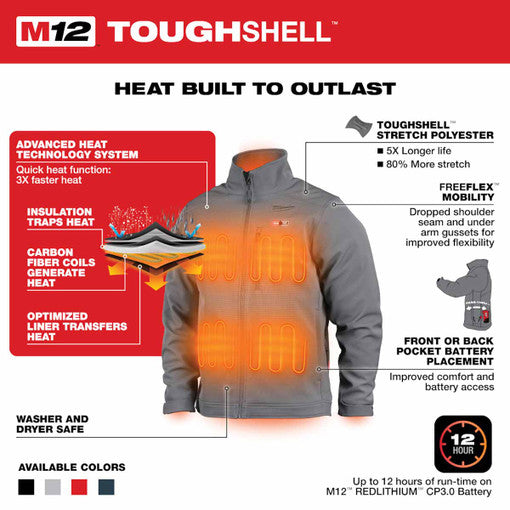 Milwaukee 204G-21XL M12 Heated Toughshell Jacket Kit Gray - XL, New