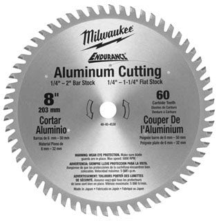 Milwaukee 48-40-4530 8 in. 60 Teeth Aluminum Circular Saw Blade, New